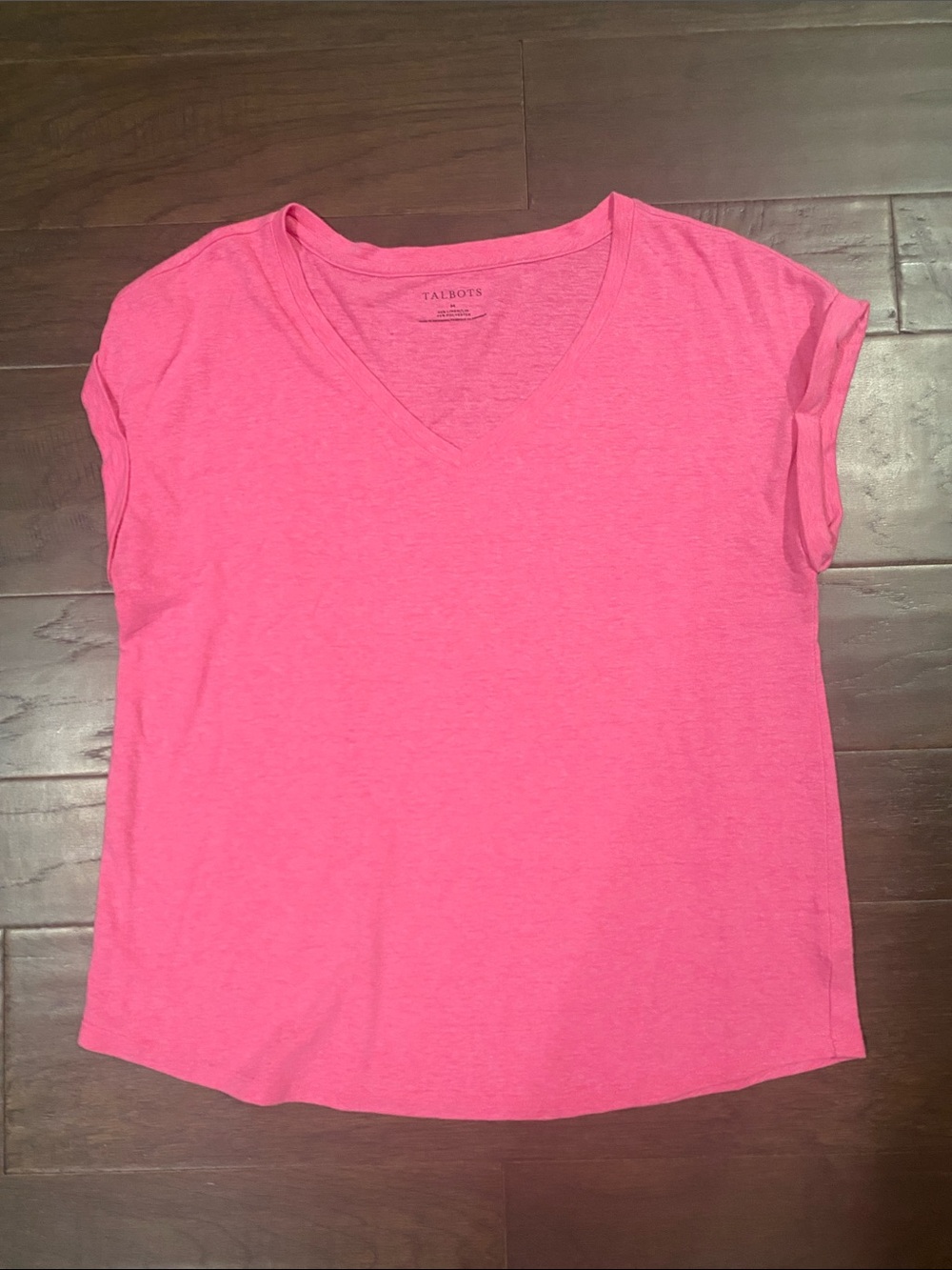 Talbots Women's Hot Pink V-Neck Short Sleeveless Tee